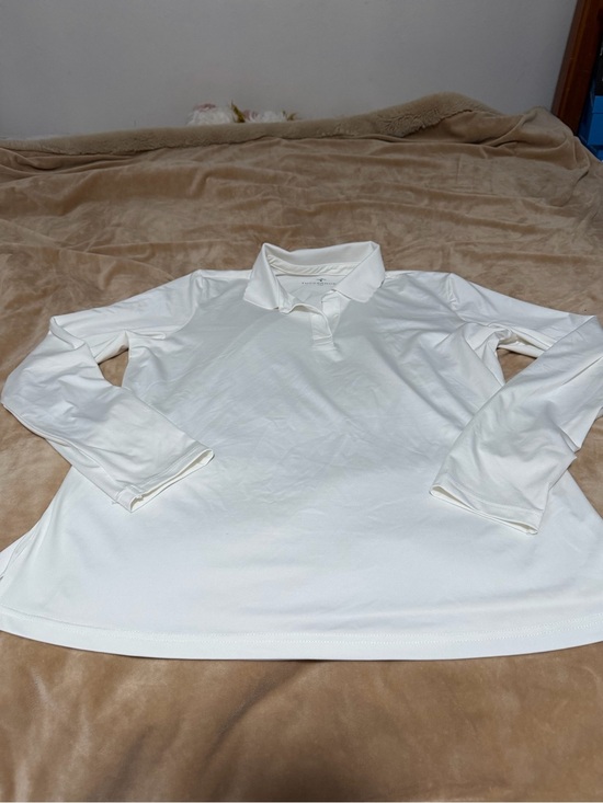 Tuckernuck Tops - Tuckernuck Performance Scallop Collar Classic Long Sleeve Polo White Women’s Lrg